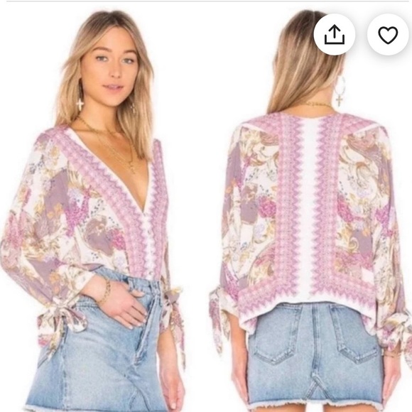 Free people catch me if you can button-down floral, kimono, BoHo blouse. - Picture 14 of 14